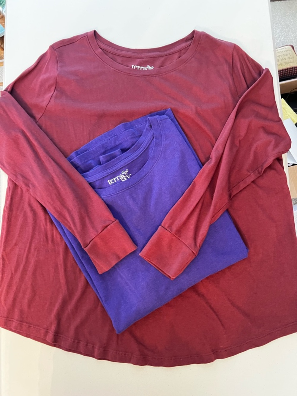 Terra & Sky 2-Pack Long Sleeve Tops Soft Modal Blend 1X